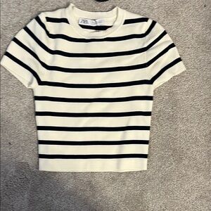 Zara Black and White Striped Top